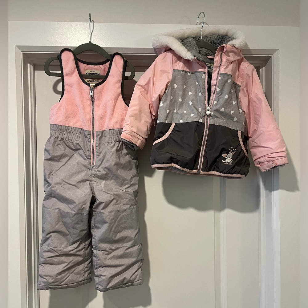 OSH KOSH pink baby toddler two piece winter snow suit , 24M